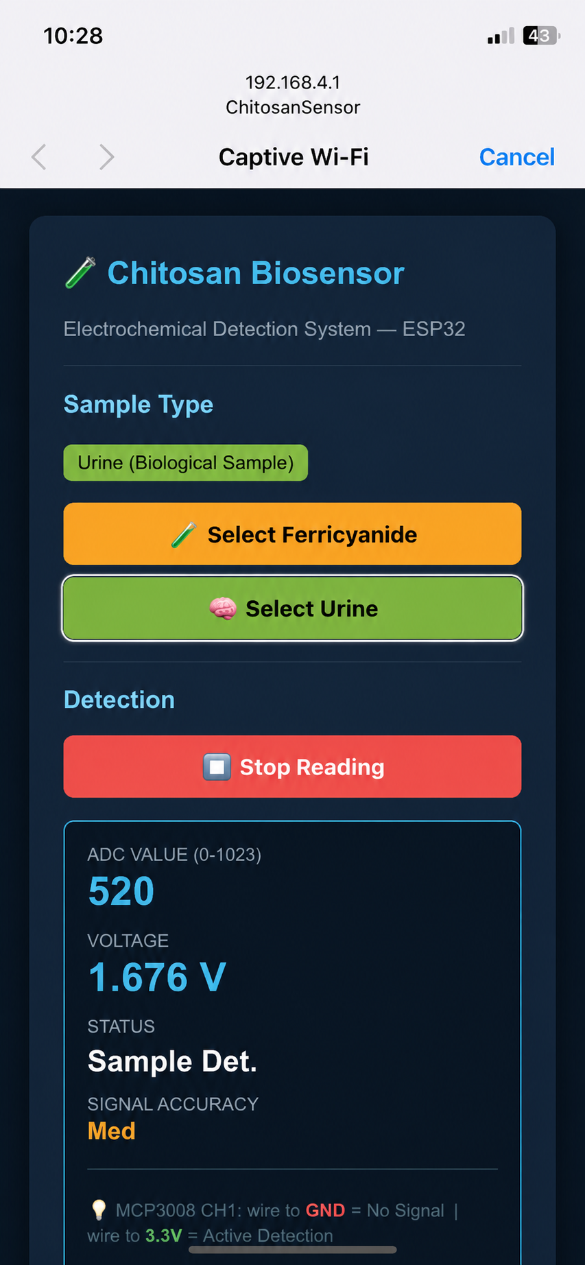 Urine Trial 2 Dashboard Screenshot